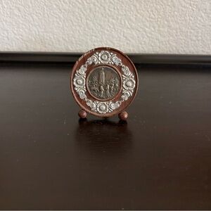 Vintage Our Lady of Fatima Desk Plaque – Wood & Metal Religious Decor